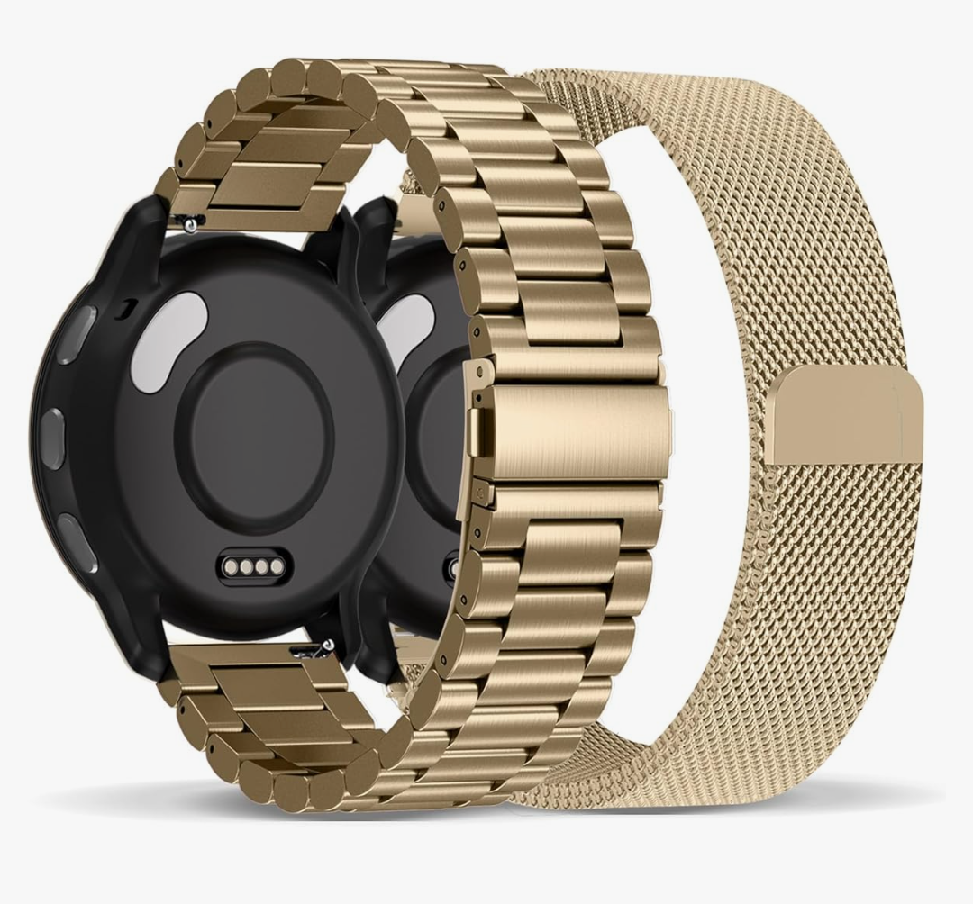 Compatible with Garmin Venu 3S Watch Band/Venu 4 41mm/Venu 2S, 18mm Stainless Steel 2 Pack Metal and Mesh Bracelet Strap Wristband for Forerunner 255S/265S/Vivoactive 4S/Move 3S Women Men Accessory