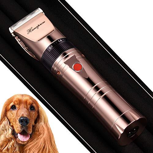 Hansprou Dog Clippers for Grooming, Professional 5000mAh Battery Dog Trimmer for Thick Hair,Heavy Duty Cordless Dog Trimmer for Grooming, Low Noise with Guard Combs for Dog Cat