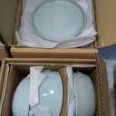 vancasso ANYA 24 Pieces Plates and Bowls Set, Mint Green Dinnerware Sets, Reactive Glaze Dishes Set for 8, Ceramic Dishware Sets Kitchen Dinner Set, Microwave & Dishwasher Safe