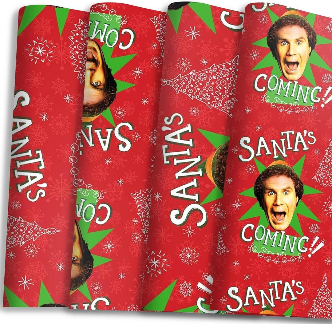 Buddy the Elf Santa's Coming Christmas Wrapping Paper - 12 Sheets - 20" x 30" - Festive Holiday Gift Wrap by Silver Buffalo