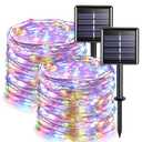 JMEXSUSS 2 Pack Solar Christmas Lights Outdoor Waterproof, Each 33FT 100 LED Multi Colored Solar Fairy Lights, 8 Modes String Light for Outside Yard Patio Tree Garden Christmas Decorations