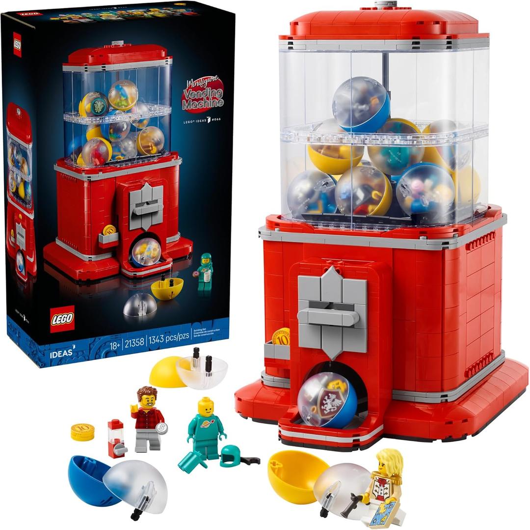 LEGO Ideas Minifigure Vending Machine Building Set for Adults - Creative Office Decor or Home Book Shelf Display - Capsule Dispensing Toy - Nostalgic Gift for Men and Women, 18+ - 21358