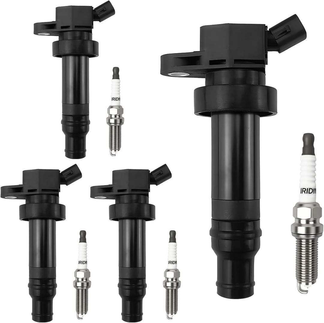 Sets of 4 UF652 Ignition Coil & 93815 Spark Plug for Hyundai Accent 2012-2019,Hyundai Veloster 2012-2017Kia Rio 2012-2019,Kia Soul 2012-2019, Replace 273012B100 C1803 5C1860 GN10634