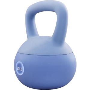 Fitvids Soft Kettlebells - Sea and Iron Sand Filled Weights for Women and Men - Color Coded Soft Vinyl Kettlebells, 20LB