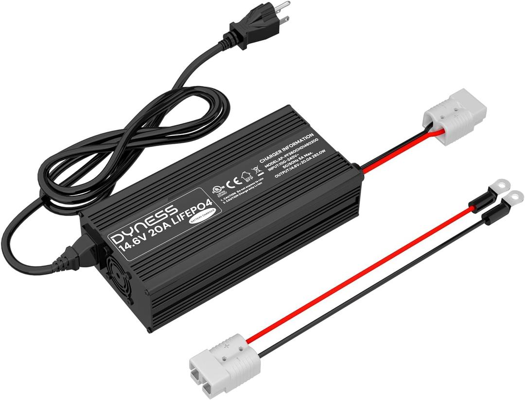 12V 20A Lithium Battery Charger, Fast Charging 14.6V LiFePO4 Battery AC-DC Charger with 3-Stage Charging, Multi Protection, Anderson Connector Perfect for 12V Lithium LiFePO4 Batteries
