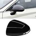Compatible with Hyundai Sonata Side Mirror Cover Cap 2020 2021 2022 2023, Clip-on Replace for 87616-L0010 Driver Side Hyundai Sonata Mirror Caps Replacement W/Turn Light Glossy Black - Left