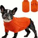 Christmas Dog Pullover Sweater, Cold Weather Cable Knitwear, Classic Turtleneck Thick Warm Clothes for Chihuahua, Bulldog, Dachshund, Pug, Yorkie (Orange Red, Medium)