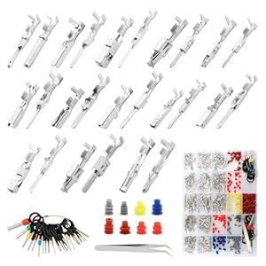 500Pcs Car Electrical Wire Terminal Pin Connector Kit, 1/ 1.5/ 1.8/ 2.2/ 2.8/ 3.5mm Auto Electric Connector Pins Male Female Crimp Pins Non-Insulated Plug Removal (Color:as Shown)