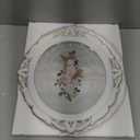 Zosenley Polyresin Ellipse Antique Emboss Decorative Mirror Tray, Makeup Organizer, Jewelry Organizer, Serving Tray, 15 * 13 Inch (Rose White)