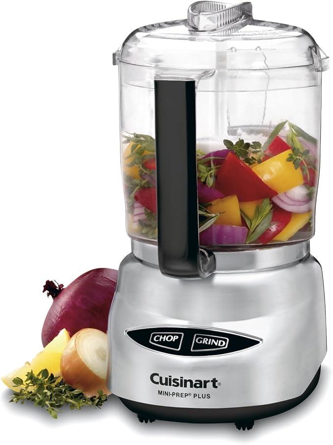 Cuisinart Mini-Prep Plus Food Processor, 24-Ounce Mini Food Processor to Chop Herbs, Vegetables, and Hard Cheese, 24-Ounce Work Bowl, Reversible Stainless Steel Blade, DLC-2ABC, Brushed Chrome