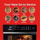 Aria 36 Qt Air Fryer Oven, Ariawave Stainless Steel Air Fryer with Rotisserie, Basket, & Grill Trays, Easy Clean Large Countertop Convection Oven, XL Touchscreen Display & Cooking Presets, Black