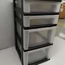 IRIS USA Plastic Drawer Storage Organizer Rolling Cart, with Wheels Casters, 4-Drawers, for Classroom Art Craft Supplies Dresser Closet Bathroom Laundry Room, Black/Pearl