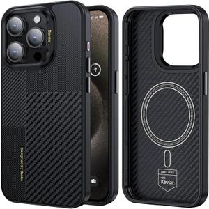 BENKS Montage Shockproof Case for iPhone 15 Pro 6.1'' Compatible with Magsafe, Integrated 600D and 1500D Aramid Fiber, Built with Dupont Kevlar, Minimalist Protective Cover for iPhone 15 Pro Black