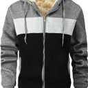 Men's Winter Heavyweight Jacket Thermal Fleece Jackets Full Zip Sherpa Lined Warm Thick Coats (Large, 795darkgrey Lightgrey Black)