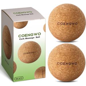 COENGWO Cork Ball Lacrosse Ball, Deep Tissue Muscle Tension Therapy Ball for Trigger Point Therapy, Muscle Soreness, Yoga Therapy, 2.4 Inch