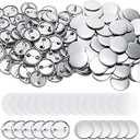 600 Pieces Blank Button Making Supplies Round Badge Parts Metal Pin Button Kit for Badge Make Machine, Including Metal Shells Back Cover and Clear Film(1 Inch)