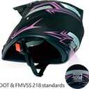 Dirt Bike Helmet Motocross ATV Motorcycle Full Face Off-Road E Bike Helmet DOT with Goggles Gloves Mask Purple Stripe L (58-59 cm)