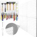 Peg Board, 4 Pack Metal Pegboard Panels White Pegboards Wall Organizer with Bent Frame Large Heavy Duty Peg Board for Walls Home, Garage Tool Storage, Office Organization, Craft Room, Kitchen