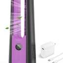 Desk Fan, 13 Inch Portable Bladeless Fan, Small Quiet Table Fan with 60Oscillating, 9 Speeds & 9H Timer, LED Display, Button Control, Easy to Clean, Personal Desktop Fan for Bedroom, Office (Gray+Purple)