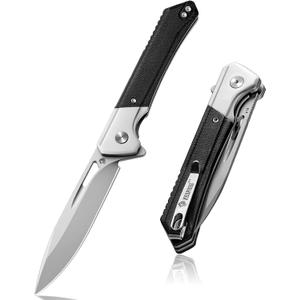 NedFoss ELF Pocket Knife, 3.3" D2 Blade EDC Knife with G10 Handle, Flipper Open, Deep Carry Pocket Clip, Lightweight Slim Utility Folding Knives for Men Women
