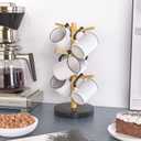 2 x Wisuce Bamboo Mug Holder - Black Coffee Mug Tree Stand for Countertop - Organizer (Black Natural (6 Hooks))