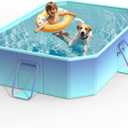 HeySplash Non-Inflatable Swimming Pool, Foldable Pool with Metal Bracket, Outdoor Portable Adults & Kids Pool for Garden Backyard Dog Pools (A 59.8"45.2"17.7")