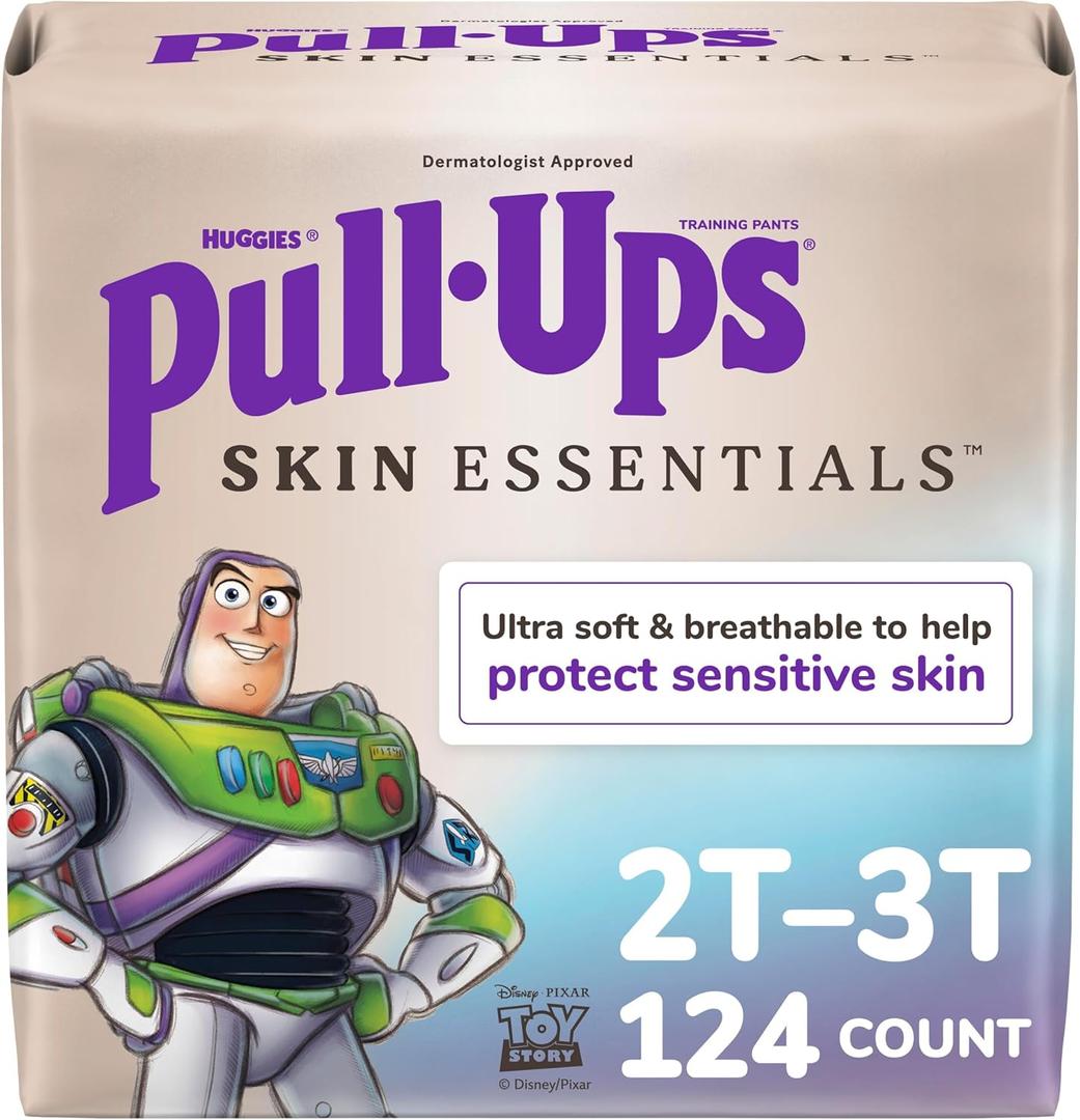 Pull-Ups Boys' Skin Essentials Potty Training Pants, Training Underwear, 2T-3T (16-34 lbs), 124 Ct (4 Packs of 31)