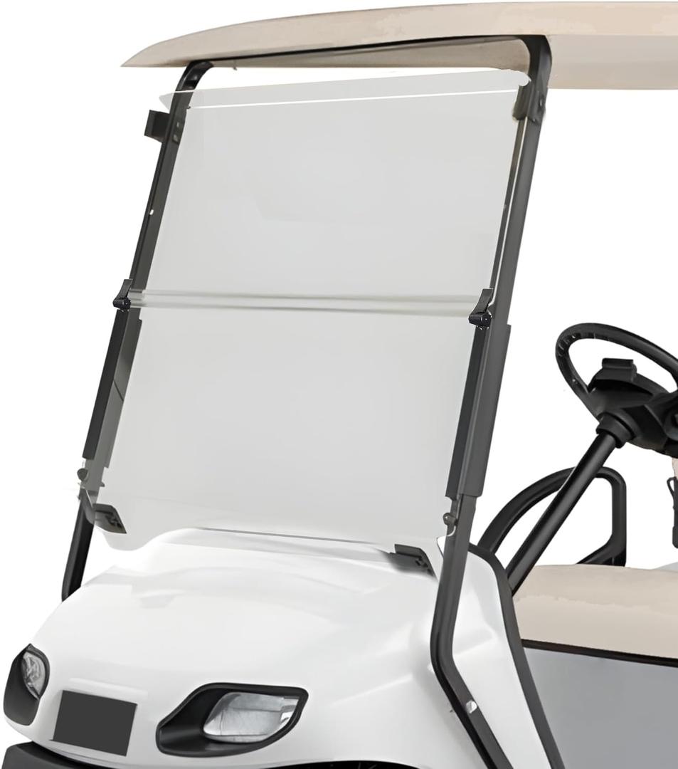 Ezgo Golf Cart Windshield Ezgo TXT Windshield Replacement for Front Fits 1995 to 2013 Ezgo TXT and Medalist Models Foldable Tinted UV Protection and Impact Resistant PC Shield