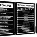3 Panel Motivational Wall Decor Posters Inspirational Wall Art Six Keys To Success Printed on Canvas Inspiring Themes Painting Artwork for Modern Office Workplace Stretched and Framed [60''W x 28''H], 60x28inch