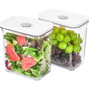 VAKUEN Premium Airtight Food Storage Containers, Rectangular 2PC-SET(2.11qt), Smart One-Click Seal Lid, 100% Leak Proof, Keep Food Fresh Longer, BPA-FREE, Dishwasher/Freezer & Microwave Safe