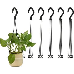 Cosmos 6 Pieces Plastic Hanging Basket Hooks Hanging Planter Holder Flower Pot Hangers for Outside and Indoor Small Flower Pots, Black Cosmos 6 Pieces Plastic Hanging Basket Hooks Hanging Planter Holder Flower Pot Hangers for Outside and Indoor Small Flower Pots, Black