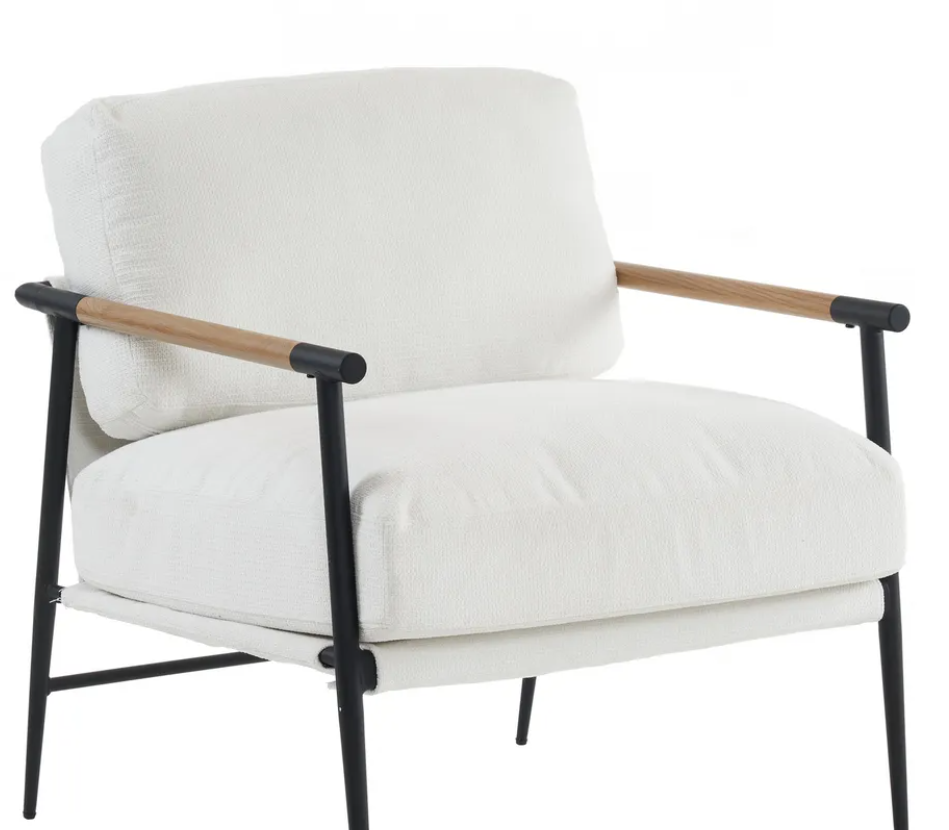 Leisure Chair Lounge Chair Velvet White Color – Cleanable Cushion – Comfortable and Safe – Easy Assembly