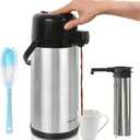 Airpot Coffee Dispenser with Pump,102 OZ/ 3L Large Coffee Dispenser with Tea Filter for Party Hot Drinks Water Tea Chocolate Hot/Cold Water, Insulated Stainless Steel Thermal Carafes (101.4 Ounces)