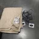 Sealy Electric Blanket King Size, Flannel Heated Blanket with10 Heating Levels & Auto Shut Off, Machine Washable, Beige, 100 x 90 Inch