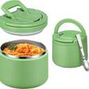 Itslife 14oz Vacuum Insulated Soup Thermos for Hot Food, Kids Lunch Container with Leakproof Buckle Lid, Wide Mouth Stainless Steel Food Jar with Spoon (Green)