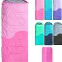 Sleeping Bag - 3 Seasons for Adults Kids Boys Girls Camping Hiking - Warm Cold Weather Lightweight Portable with Compression Bag for Backpacking in Spring, Summer, Fall and Winter (Single, 3 lbs-Pink)