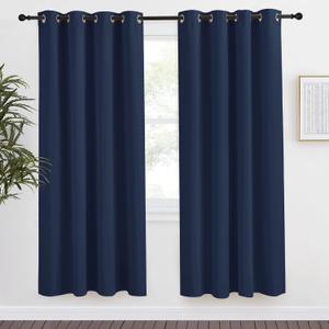 NICETOWN Blackout Navy Blue Curtains & Drapes for Living Room, 1 Panel, W55 x L78, Thermal Insulated Solid Grommet Sound Reducing Energy Saving Window Treatments for Porch/Hall