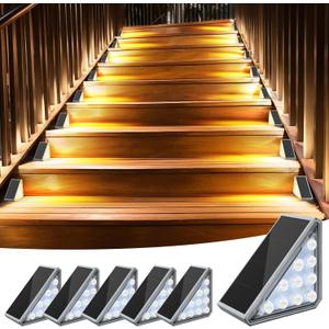 AUDLES 6 Pack Solar Stair Lights Outdoor Stair Lights with Waterproof IP67 LED Solar Light for Outside Light Decor for Deck, Front Step, Front Porch, Patio, Garden and Backyard (Gray)