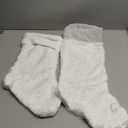 Christmas Stockings 4 Pack, 19 Inch White Faux Fur Family Christmas Stockings Set of 4, Holiday Xmas Farmhouse Fireplace Hanging Stocking Christmas Decorations