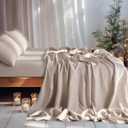 LBRO2M 100% Pure Linen Sheet Set Deep Pocket Up to 16" Bed Sheets Sets, Natural Flax Beddings Soft, Breathable, Comfortable for All Seasons 4 Pcs Sheet Set Queen Size, Linen