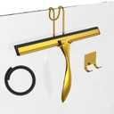 Shower Squeegee for Glass Door 12-Inch Stainless Steel Bathroom Squeegee Window Wiper, with Shower Door Hook, Adhesive Hook, and Spare Silicone Blade for Window Mirror Car All-Purpose Squeegee