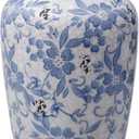 Light Blue White vase Flower Ceramic Porcelain Vintage Chinoiserie Floral French 8" H
