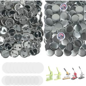 200 Sets Button Maker Supplies, 25mm / 0.98 inch Button Supplies Buttons Parts, (Approx. 1 inch) Metal Blank Badge Parts with Blank Paper for Buttons Maker Machine Pin Maker Press
