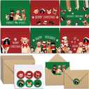 Humyoun 48 Sets Dog Christmas Cards Puppy Themed Postcards with Envelopes and Seal Stickers Funny Happy Holidays Cards Animal Christmas Cards Gifts for Friend and Dog Lover Winter Holiday Xmas