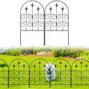 BEMTTALY Decorative Garden Fence Border 10 Pack 22inx10ft, Rustproof Black Metal Garden Fencing Animal Barrier for Dogs