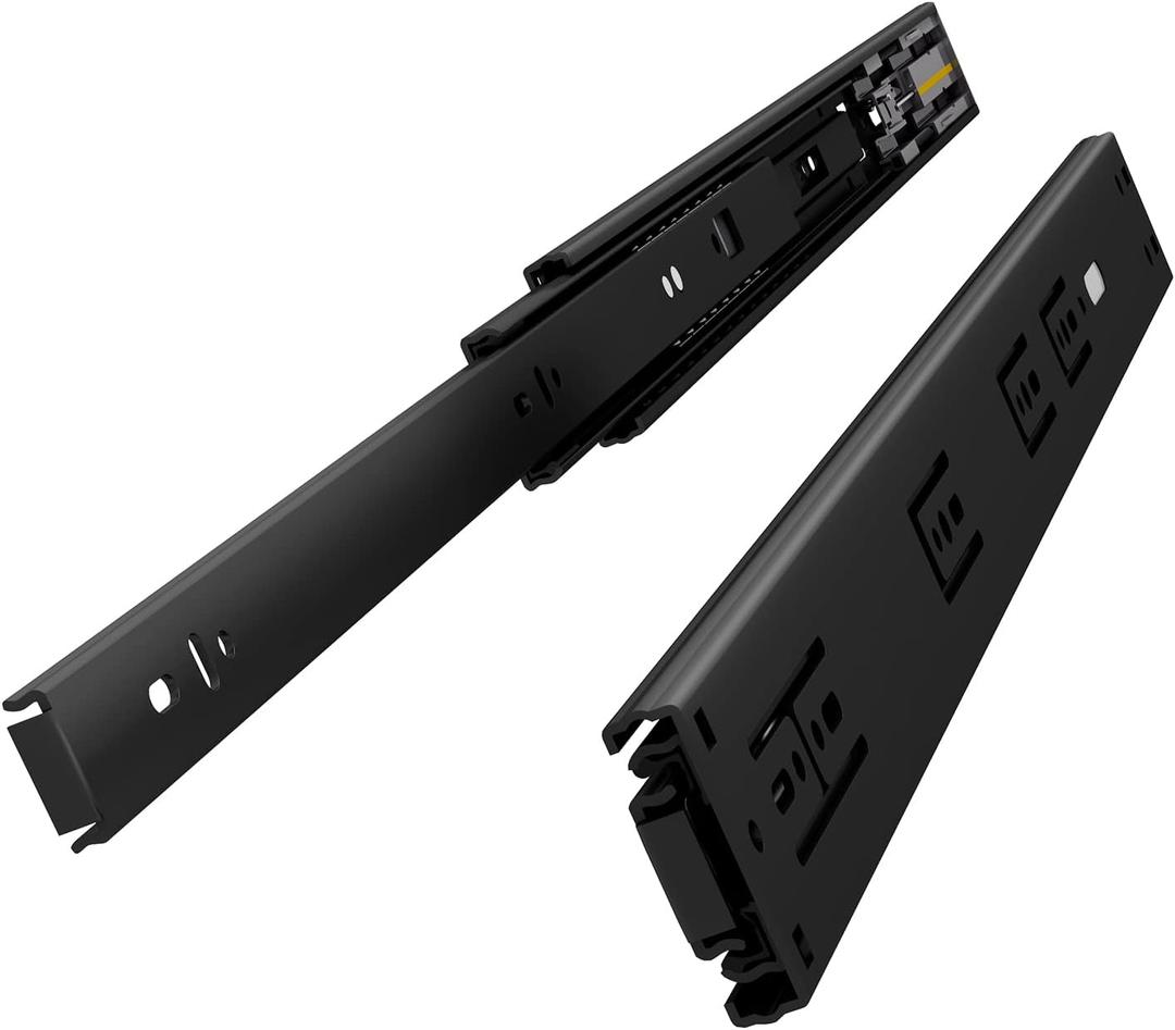 VADANIA 12" Soft Close Drawer Slide, #K45, 3-Fold Full Extension, Self Silent Closing, Heavy Duty 100lb Load Capacity, Ball Bearing, Side Mount, Black, 1-Pair