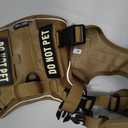 Tactical Dog Harness for Small and Medium Breeds, Air Dog Vest No Pull with Reflective Do Not Pet Patches, Breathable Dog Molle Vests for Training Walking Hunting Brown, M