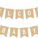 2 x Welcome Baby Banner - Baby Shower Decorations for Boy or Girl | Rustic Paper Baby Shower Banner, Gender Neutral Welcome Home Sign, Vintage Party Decor for Wall Mantle Photo Backdrop