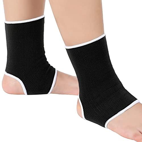 Haysandy 4 Pieces/ 2 Pair Kids Ankle Support Brace Elastic Kids Compression Socks Knitted Ankle Sleeve for Jogging Running Fitness(Black,5-10 Years)