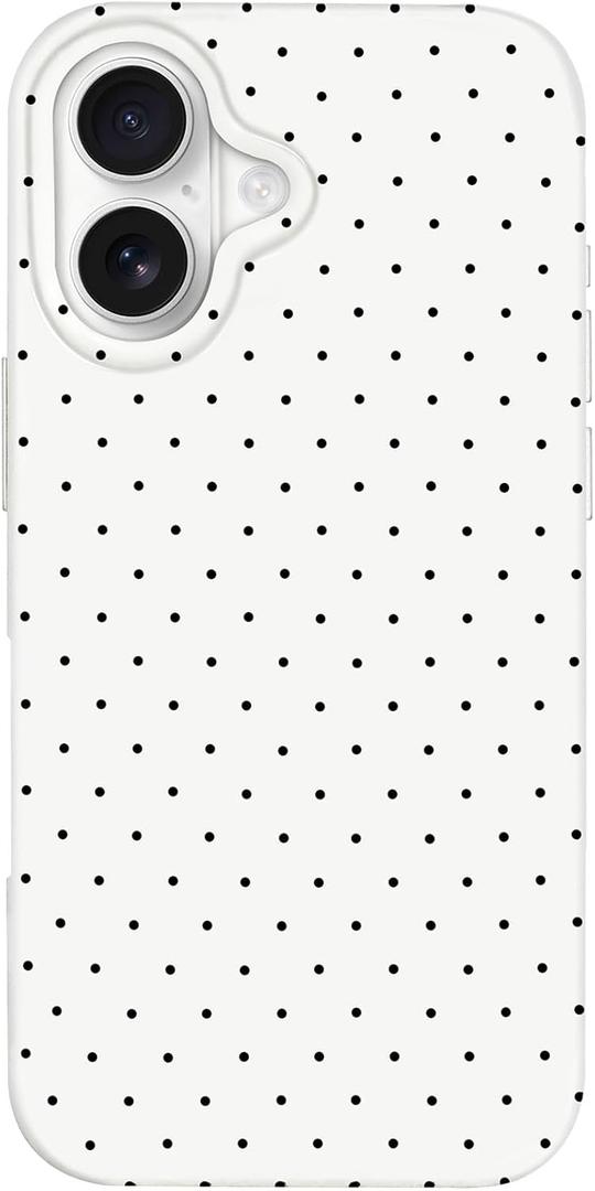 Hython for iPhone 17 Case Cute Polka Dot Aesthetic Design Simple Cover 6.3", Thin Slim Anti-Scratch Soft TPU Bumper Shockproof Rubber Protective Phone Cases for Women Girls Girly Boys, White